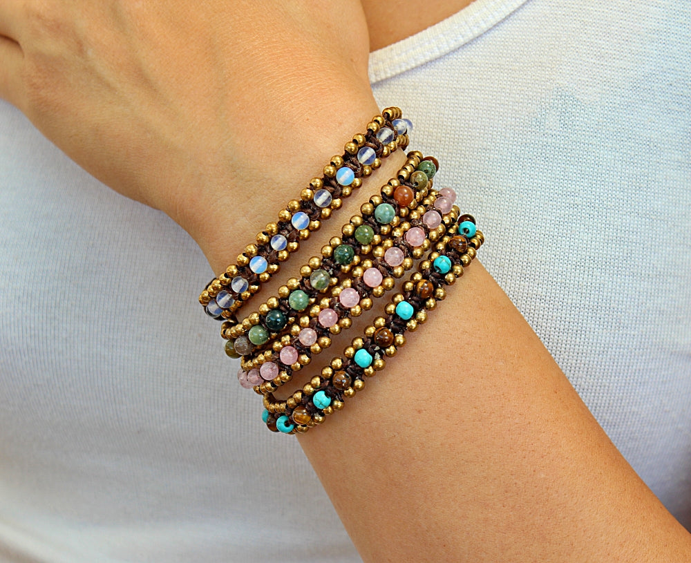 Handmade macramé small gemstone bead bracelets