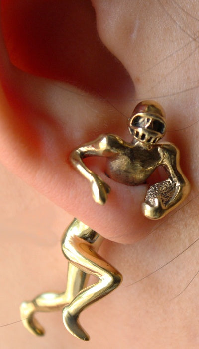 Hand craft Pokee Tru 3D earring double sided post stud figurine style- American football design