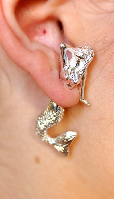 Hand craft Pokee Tru 3D earring double sided post stud figurine style-Mermaid design