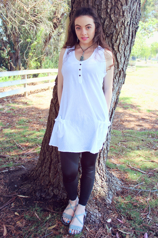 Women white plain cotton sleeveless top