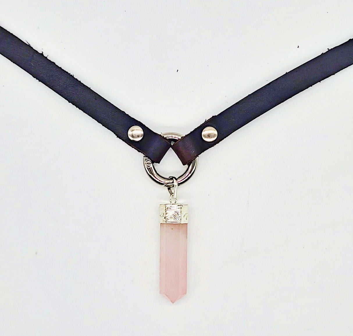 Handmade leather choker necklace with pendant