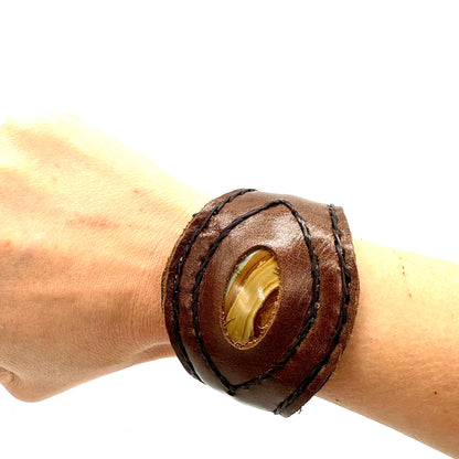 Handmade genuine leather wallet bracelets/ cuffs without gemstone