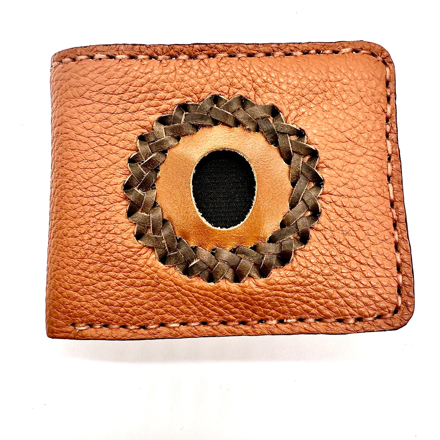 Western Leather Bifold Wallet With Interchangeable Stone feature