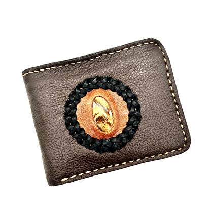 Western Leather Bifold Wallet With Interchangeable Stone feature