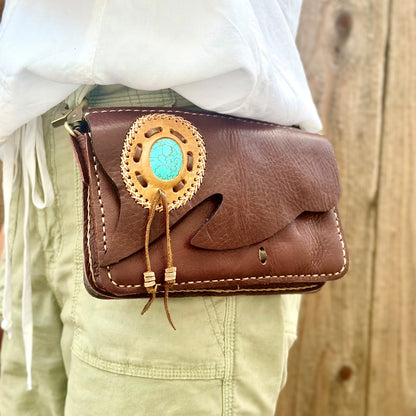 Handmade crossbody/ clutch bag with stone