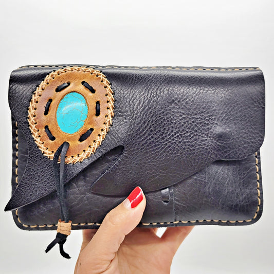 Handmade crossbody/ clutch bag with stone