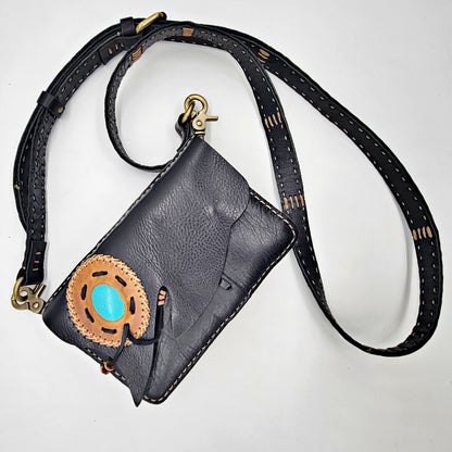 Handmade crossbody/ clutch bag with stone