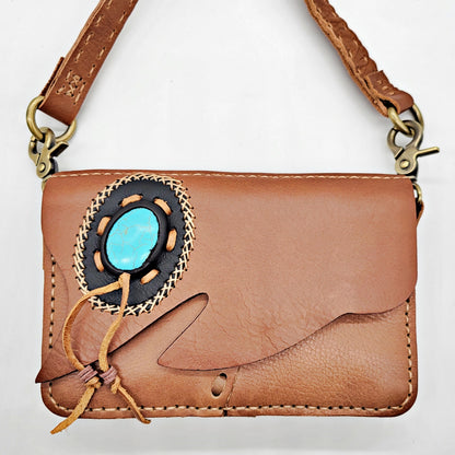 Handmade crossbody/ clutch bag with stone