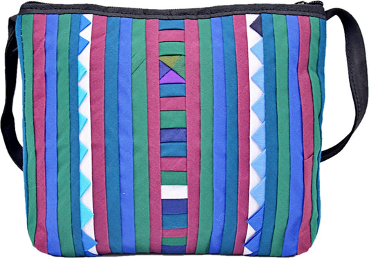 Handmade Lisu hill tribe intricate quilted crossbody purse