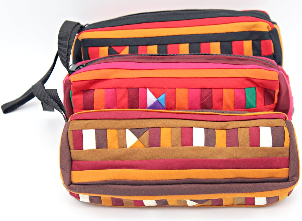 Handmade Lisu hill tribe intricate patchwork quilted cosmetic / stationary wristlets