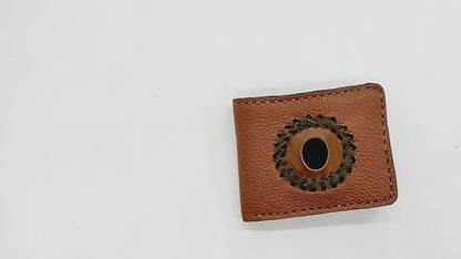 Western Leather Bifold Wallet With Interchangeable Stone feature