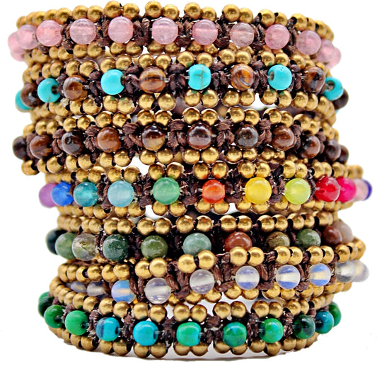 Handmade macramé small gemstone bead  bracelets