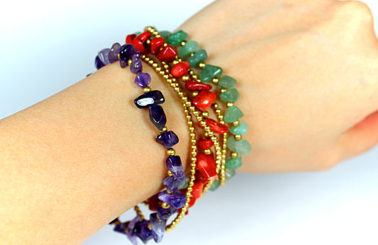 Handmade macrame gemstone bracelets(Happy Bracelet)