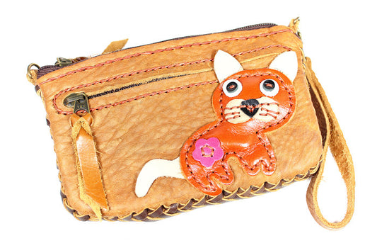 Handmade genuine cowhide leather clutches/wristlets with animal designs : CLC-03 - Atlas Goods