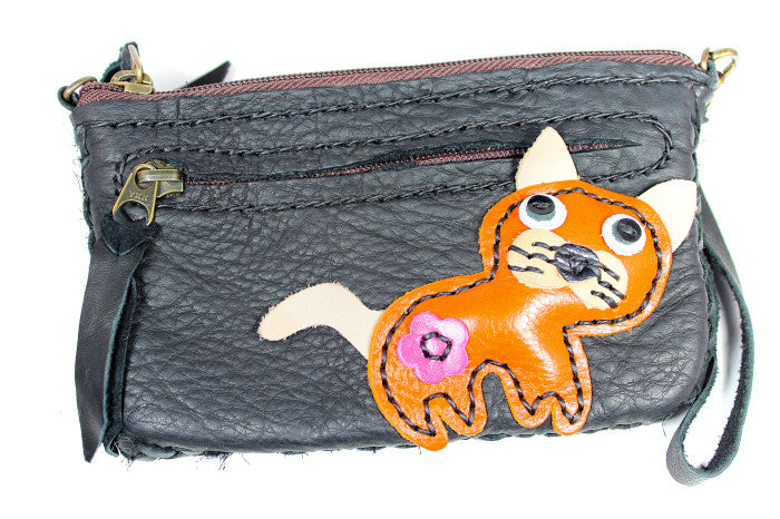 Handmade genuine cowhide leather clutches/wristlets with animal designs : CLC-03 - Atlas Goods