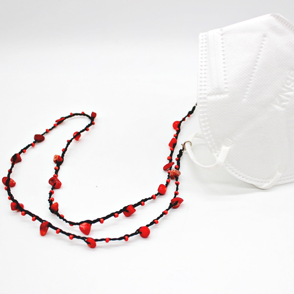 Handmade macrame stone beaded necklace/ face mask /eyeglasses holder