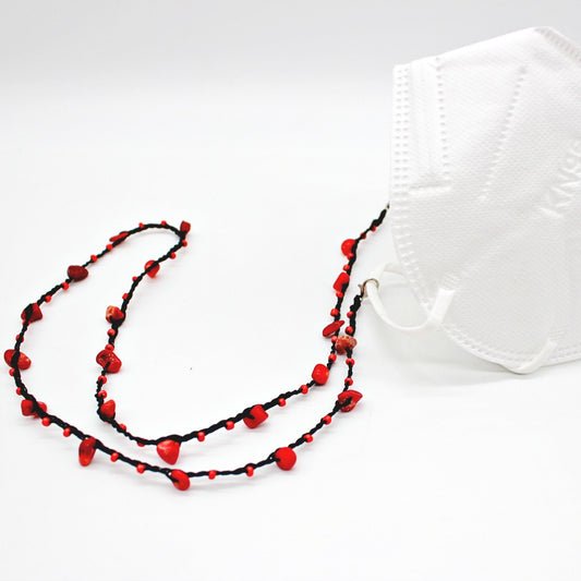 Handmade macrame stone beaded necklace/ face mask /eyeglasses holder