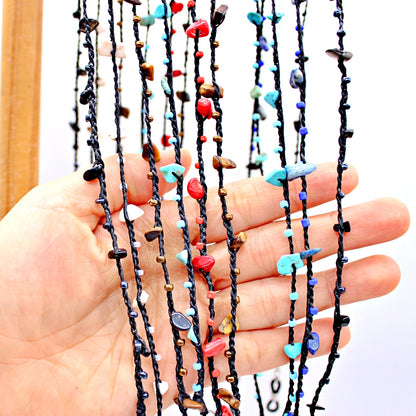 Handmade macrame stone beaded necklace/ face mask /eyeglasses holder