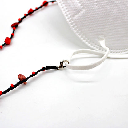 Handmade macrame stone beaded necklace/ face mask /eyeglasses holder