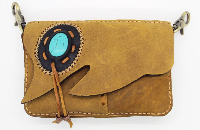 Handmade crossbody/ clutch bag with stone