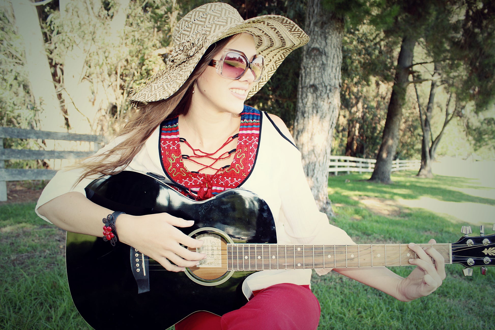 Peekaboo U-neck Blouse  with Hmong hill tribe up-cycle textile accent - Atlas Goods