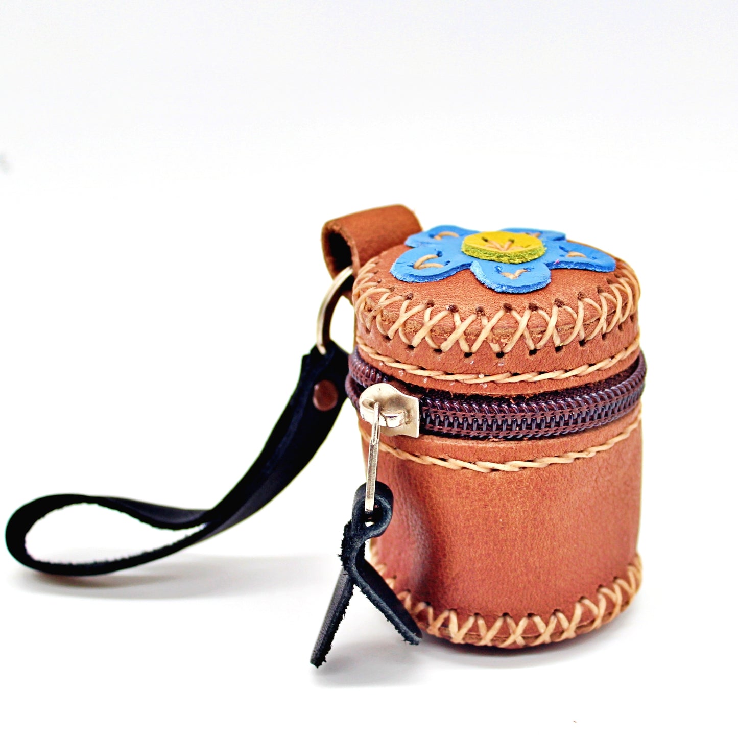 Handmade drum shape Coin Purse with flower design