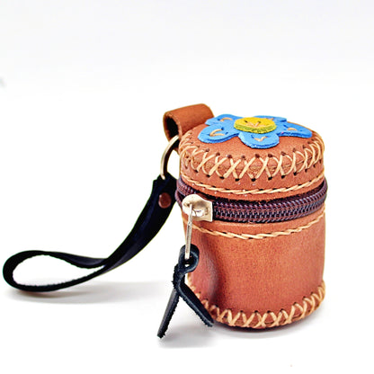 Handmade drum shape Coin Purse with flower design