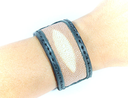 Handmade genuine stingray leather bracelet/ cuff