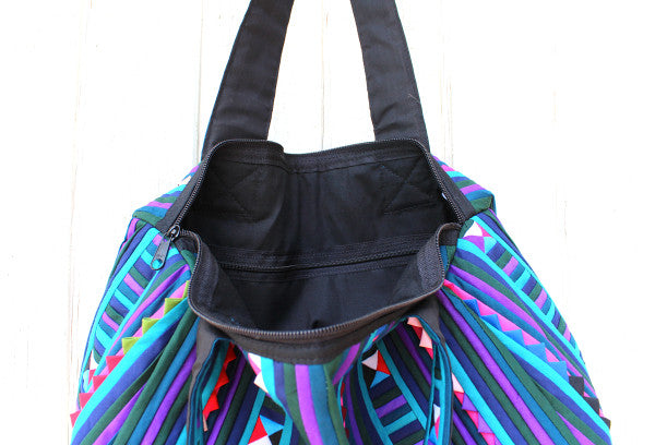 Handmade Lisu hill tribe intricate patchwork bowling / duffel bag - Atlas Goods