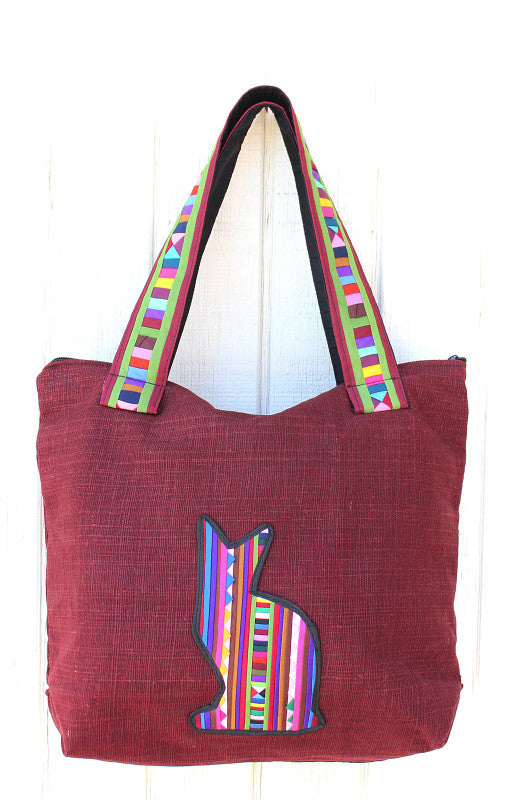 Handmade Lisu hill tribe cotton animal design tote shoulder bags - Atlas Goods