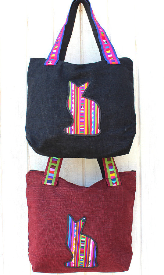 Handmade Lisu hill tribe cotton animal design tote shoulder bags - Atlas Goods