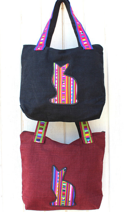 Handmade Lisu hill tribe cotton animal design tote shoulder bags - Atlas Goods