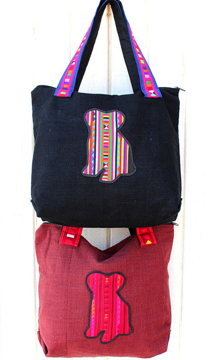 Handmade Lisu hill tribe cotton animal design tote shoulder bags - Atlas Goods