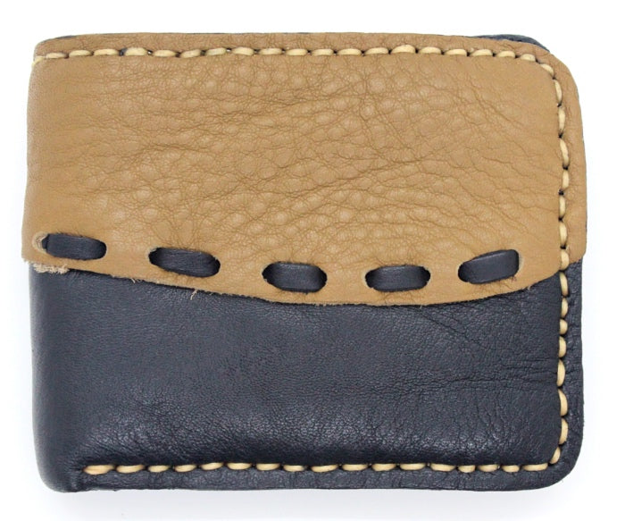 Handmade western genuine leather bifold wallet two tone design