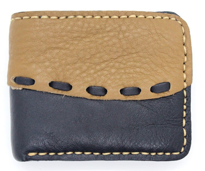 Handmade western genuine leather bifold wallet two tone design